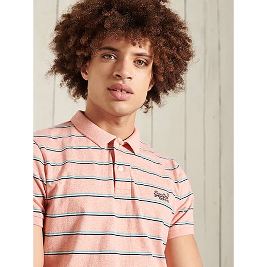 Koszulka polo "Vintage Feeder Stripe" w kolorze jasnoróżowym ze wzorem Superdry L wyprzedaż Limango Polska