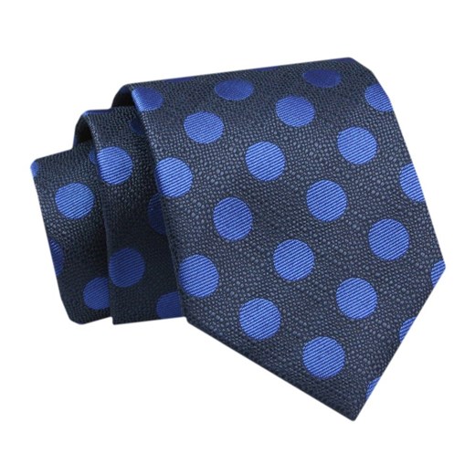 Krawat - ALTIES - Granat w Niebieskie Grochy KRALTS0773 ze sklepu JegoSzafa.pl w kategorii Krawaty - zdjęcie 142557088