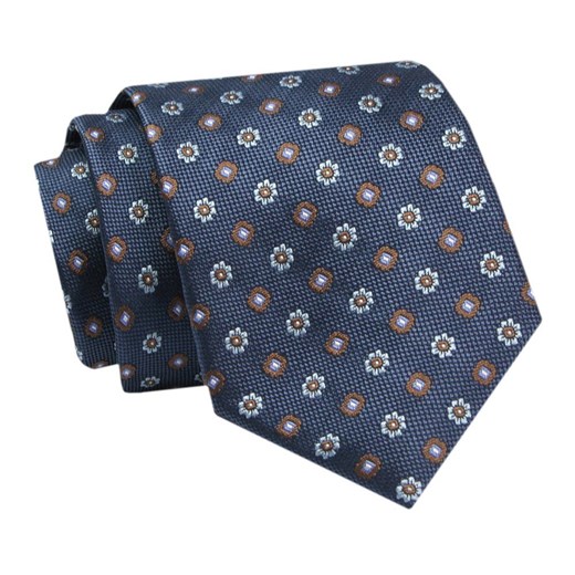 Krawat - ALTIES - Granatowy w Kwiatowe Groszki KRALTS0764 ze sklepu JegoSzafa.pl w kategorii Krawaty - zdjęcie 142557098
