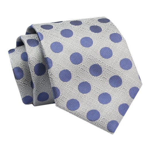 Krawat - ALTIES - Stalowy w Niebieskie Grochy KRALTS0783 ze sklepu JegoSzafa.pl w kategorii Krawaty - zdjęcie 142557108