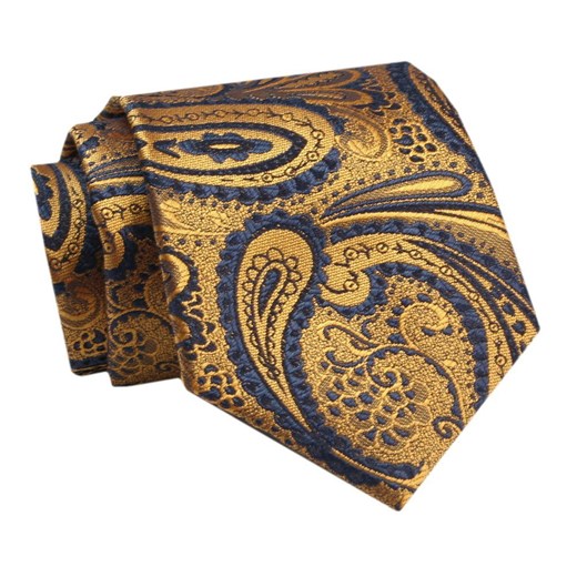 Krawat - ALTIES - Złoty, Wzór Orientalny KRALTS0761 Alties JegoSzafa.pl