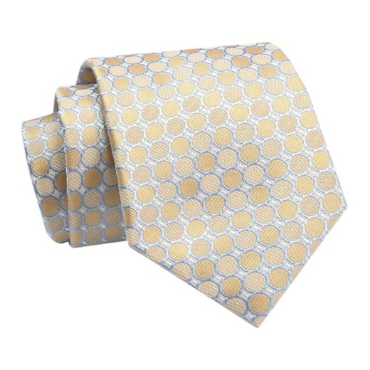 Krawat - ALTIES - Żółto-Złoty w Grochy KRALTS0777 ze sklepu JegoSzafa.pl w kategorii Krawaty - zdjęcie 142557118