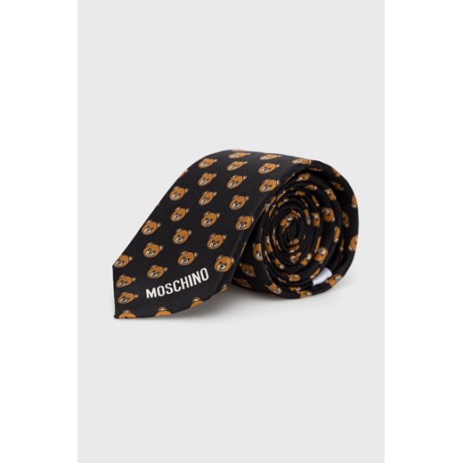 Moschino krawat jedwabny kolor czarny ze sklepu ANSWEAR.com w kategorii Krawaty - zdjęcie 142557245