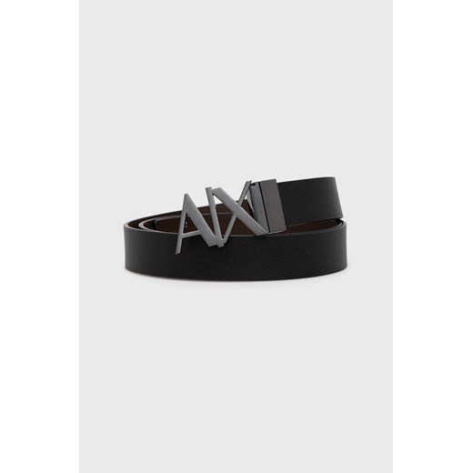 Armani Exchange pasek skórzany męski kolor czarny 951017 CC505 ze sklepu ANSWEAR.com w kategorii Paski męskie - zdjęcie 142598228