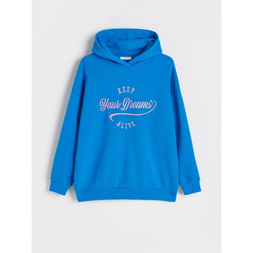 Reserved - Bluza oversize z kapturem - Turkusowy Reserved L Reserved