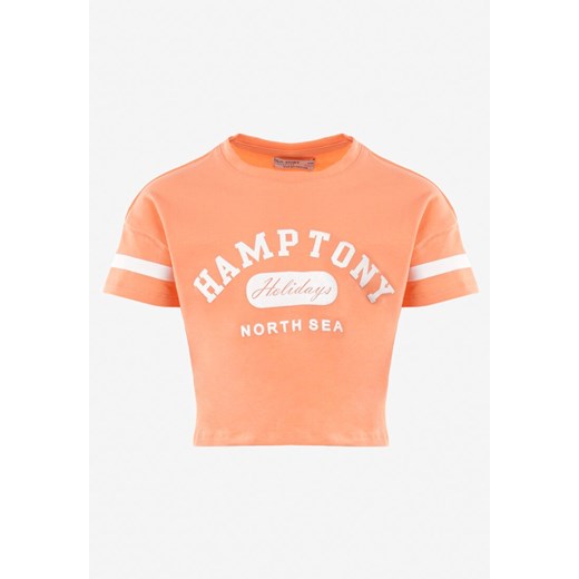 Pomarańczowa Koszulka Astiche ze sklepu Born2be Odzież w kategorii Bluzki dziewczęce - zdjęcie 142689629