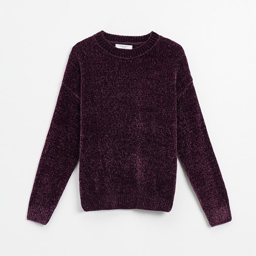 Szenilowy sweter Basic mahoniowy - Bordowy House L House