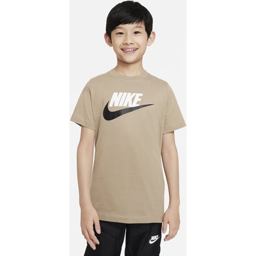Bawełniany T-shirt dla dużych dzieci Nike Sportswear - Brązowy Nike S Nike poland