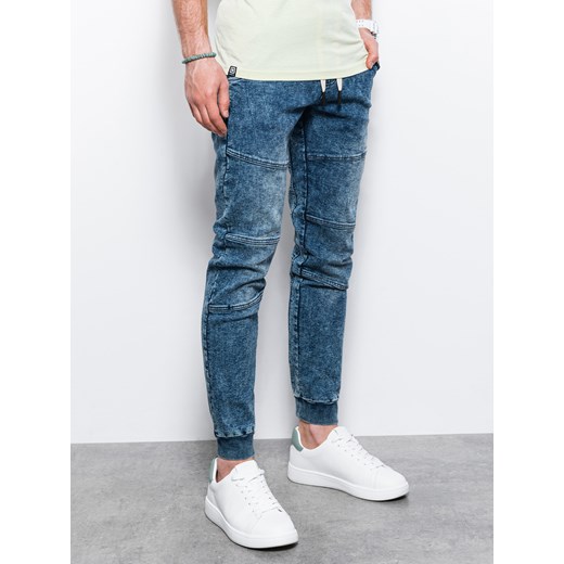 Spodnie męskie jeansowe joggery P551 - jasnoniebieskie M ombre