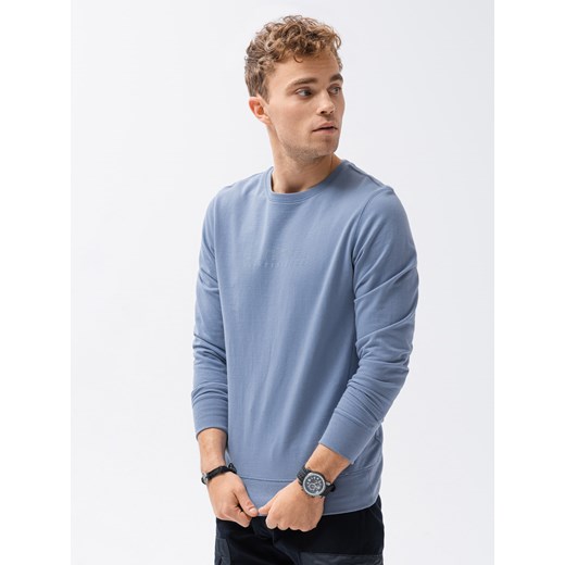 Bluza męska bez kaptura z nadrukiem B1160 - niebieska XL ombre wyprzedaż