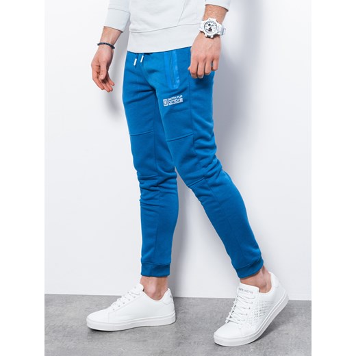 Spodnie męskie dresowe joggery P902 - niebieski M ombre