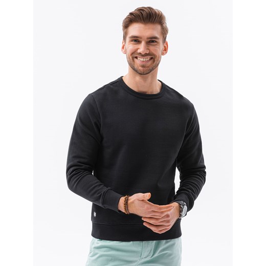 Bluza męska bez kaptura bawełniana - czarna V2 B1146 ze sklepu ombre w kategorii Bluzy męskie - zdjęcie 142721953