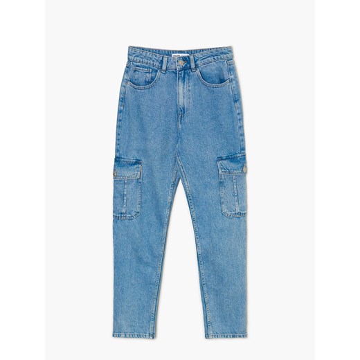 Cropp - Jeansy mom cargo - Niebieski Cropp 36 Cropp