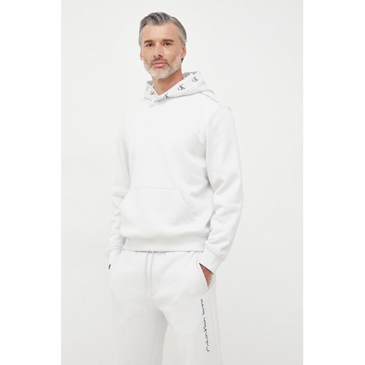 Calvin Klein Jeans bluza męska kolor szary z kapturem gładka M ANSWEAR.com