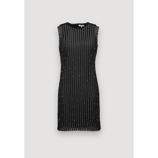 Sukienka Molton z aplikacją czarna z okrągłym dekoltem mini bez rękawów 