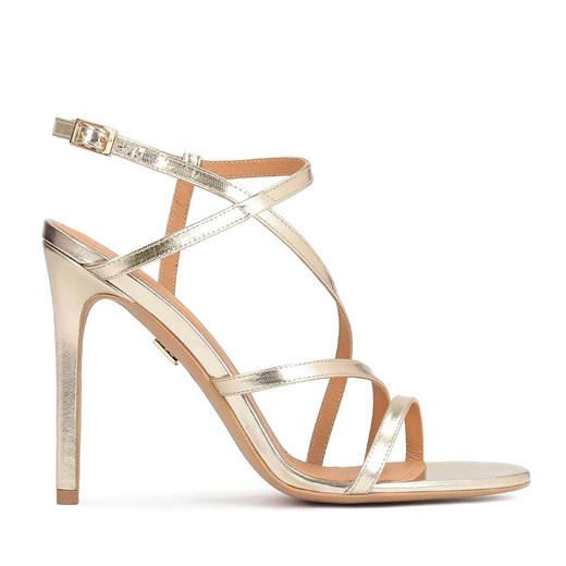 Złote sandały damskie na smukłej szpilce Kazar 40 promocja Kazar