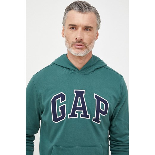 GAP bluza męska kolor zielony z kapturem z aplikacją Gap L ANSWEAR.com