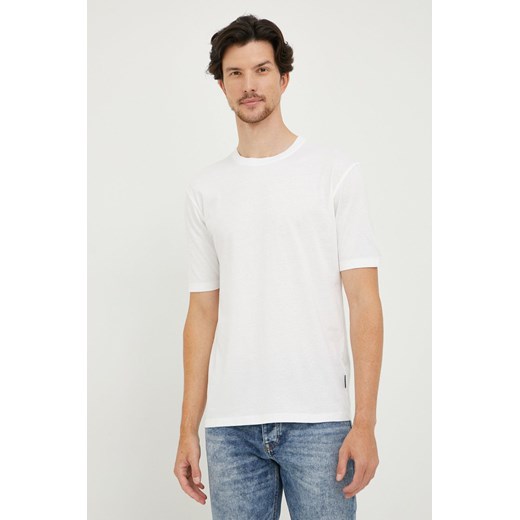 Sisley t-shirt bawełniany kolor biały gładki ze sklepu ANSWEAR.com w kategorii T-shirty męskie - zdjęcie 142758835