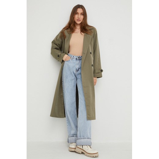 Answear Lab trencz damski kolor zielony przejściowa Answear Lab M ANSWEAR.com