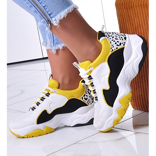 Sneakersy damskie Fluorescence Yellow /A2-2 12353 S253/ ze sklepu Pantofelek24.pl w kategorii Buty sportowe damskie - zdjęcie 142799077