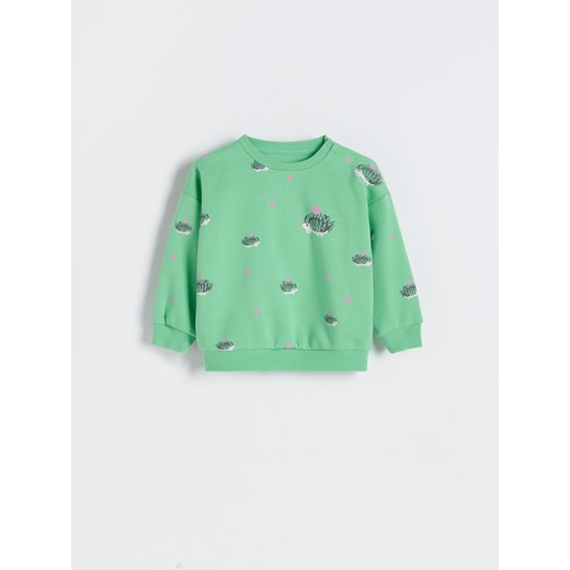 Reserved - Oversizowa bluza z nadrukiem - Zielony Reserved 98 Reserved