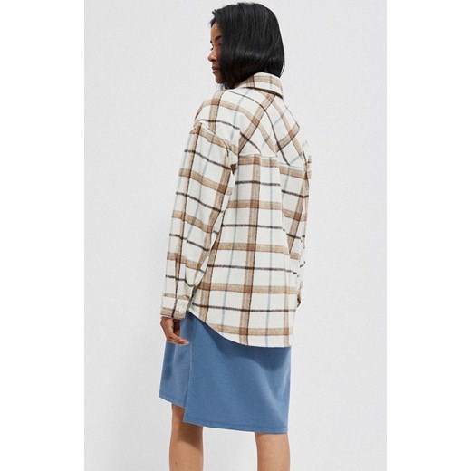 Koszulowa kurtka oversize 3910, Kolor ecru, Rozmiar XS, Moodo M Primodo
