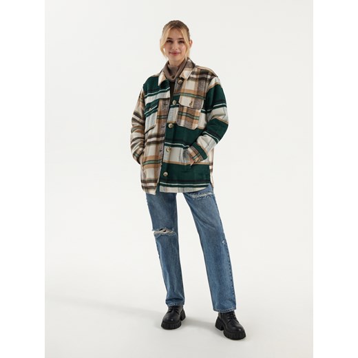 Kurtka koszulowa oversize z domieszką wełny zielona - Wielobarwny House XS/S House