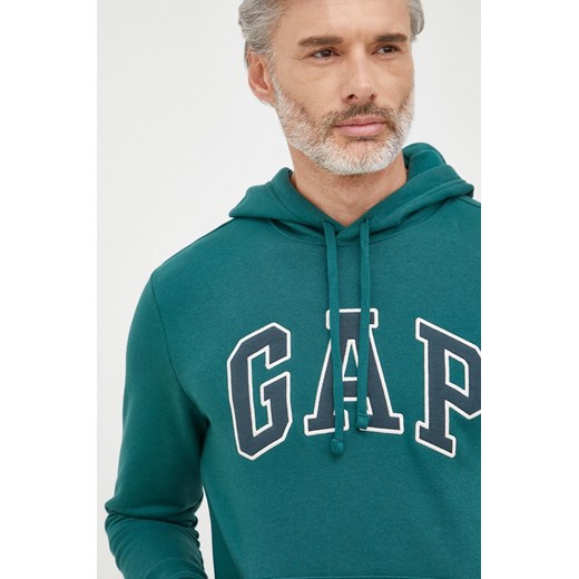 GAP bluza męska kolor zielony z kapturem z aplikacją Gap XL ANSWEAR.com