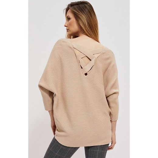 Sweter typu nietoperz 3904, Kolor beżowy, Rozmiar XS, Moodo L Primodo