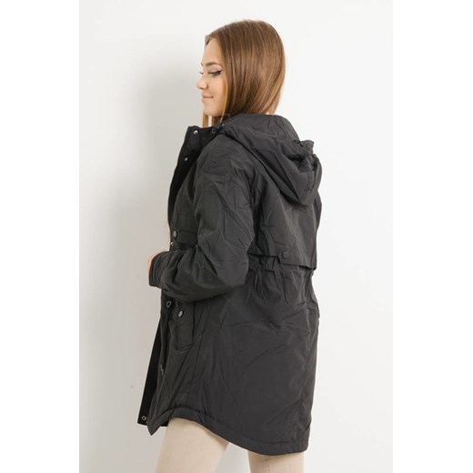 CZARNA PARKA WIĄZANA W PASIE Olika XL olika.com.pl