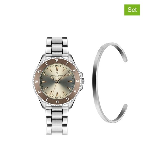 2-częściowy zestaw w kolorze srebrnym - zegarek, bransoletka Philipp Blanc onesize promocja Limango Polska
