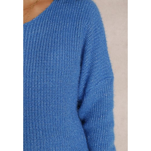 Niebieski Sweter z Błyszczącą Nitką Sherin Renee S okazja Renee odzież