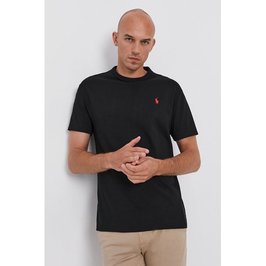 Polo Ralph Lauren T-shirt 710811284001 męski kolor czarny gładki ze sklepu ANSWEAR.com w kategorii T-shirty męskie - zdjęcie 142988668