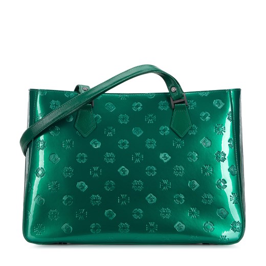 Shopper bag WITTCHEN elegancka mieszcząca a7 zielona lakierowana ze skóry 