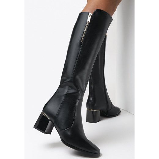 Czarne Kozaki na Obcasie przed Kolano Ragnhild 40 okazyjna cena born2be.pl