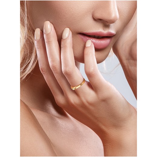 Srebrny pozłacany minimalistyczny szczotkowany pierścionek łezka Irbis.style 14 irbis.style