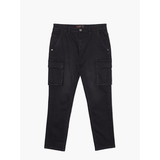 Cropp - Czarne jeansy cargo - Czarny Cropp 30/32 Cropp