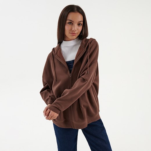 Rozpinana bluza z kapturem oversize brązowa - Brązowy House M/L House