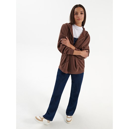 Rozpinana bluza z kapturem oversize brązowa - Brązowy House M/L House