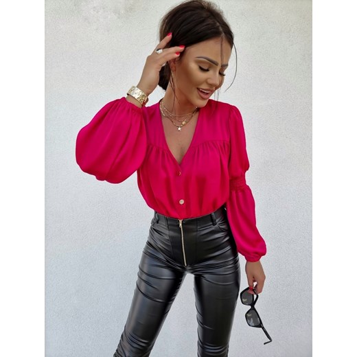SATYNOWA BLUZKA DORNELLA MALINOWA Infinityfashion.pl XS Infinity
