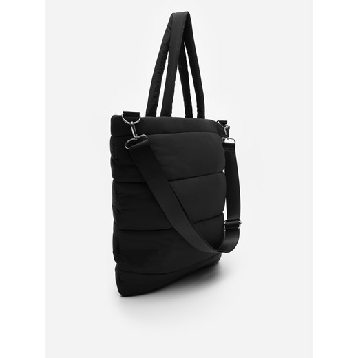 Pikowana torba shopper z odpinanym paskiem czarna - Czarny House ONE SIZE House
