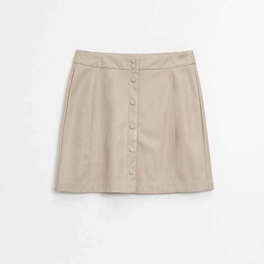Dopasowana spódnica mini z imitacji skóry beżowa - Beżowy House XL House