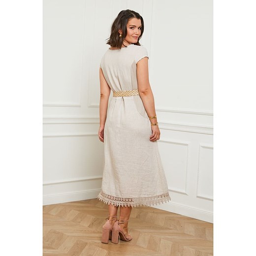 Sukienka w kolorze beżowym Curvy Lady 48/50 okazyjna cena Limango Polska