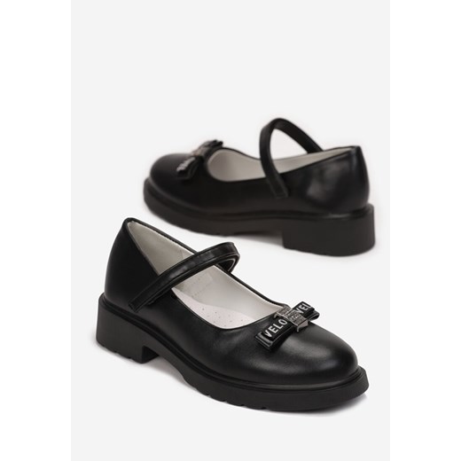 Born2be balerinki dziecięce czarne skórzane 