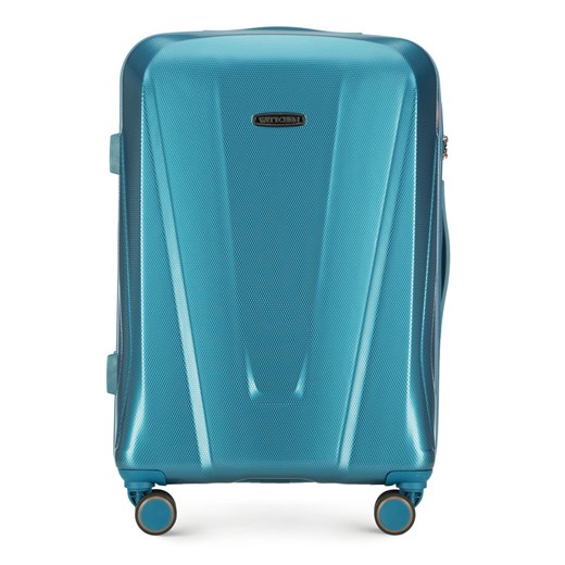 Średnia walizka z polikarbonu geometryczna niebieska ze sklepu WITTCHEN w kategorii Walizki - zdjęcie 143270285