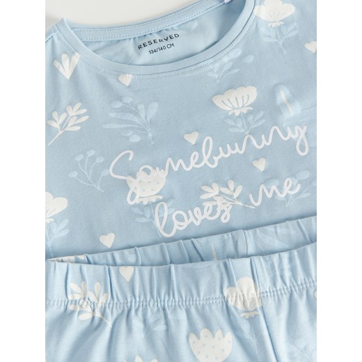 Reserved - Dwuczęściowa piżama we wzory - Niebieski Reserved 98/104 Reserved