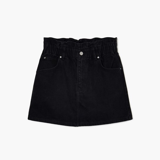Cropp - Jeansowa czarna spódnica paperbag - Czarny Cropp L Cropp