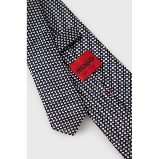 HUGO krawat jedwabny kolor granatowy ONE ANSWEAR.com