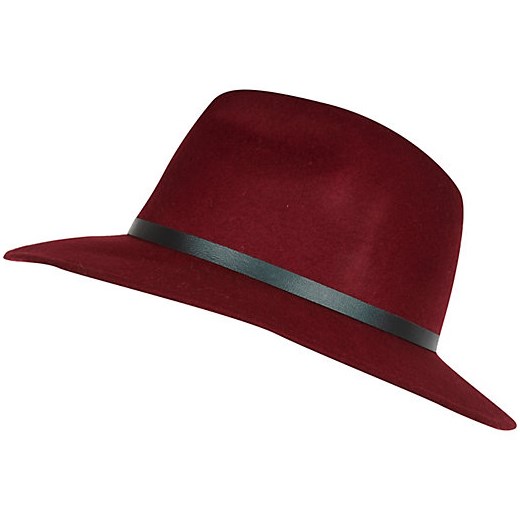 Red fedora hat river-island brazowy 