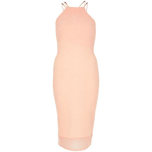 Pink textured strappy cami dress river-island zolty 